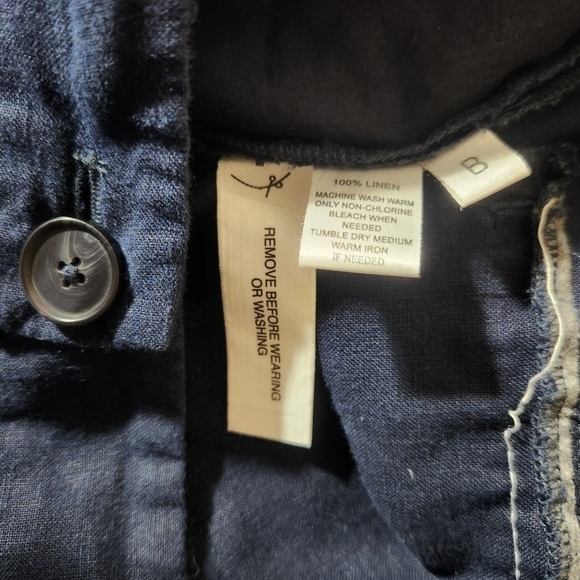 Ann Taylor Loft Marisa 100% Linen Navy Mid Rise Wide Leg Pants-Size 8 - Picture 8 of 9